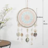 Dropshipping Handmade Dream Catcher Wall Hanging Abalone Shell Wind Chime Pink Boho Dreamcatcher