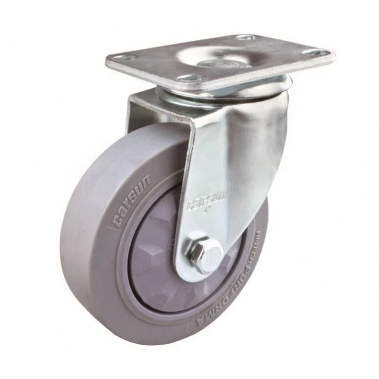 Durable In Use Medium Duty Directional Casters 100Mm Pu Rigid Fixed Caster Wheel