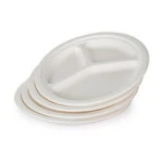 ECO-products 9" classic round dish plate with 3 partition for compostable