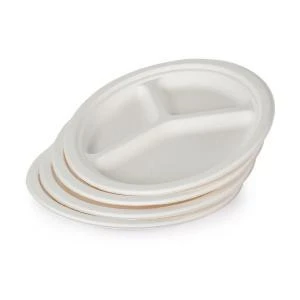 ECO-products 9&quot; classic round dish plate with 3 partition for compostable