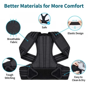 Elastic Wrap Adjustable Back Brace Upper Posture Therapy Support Corrector Unisex Back Braces to Correct Posture