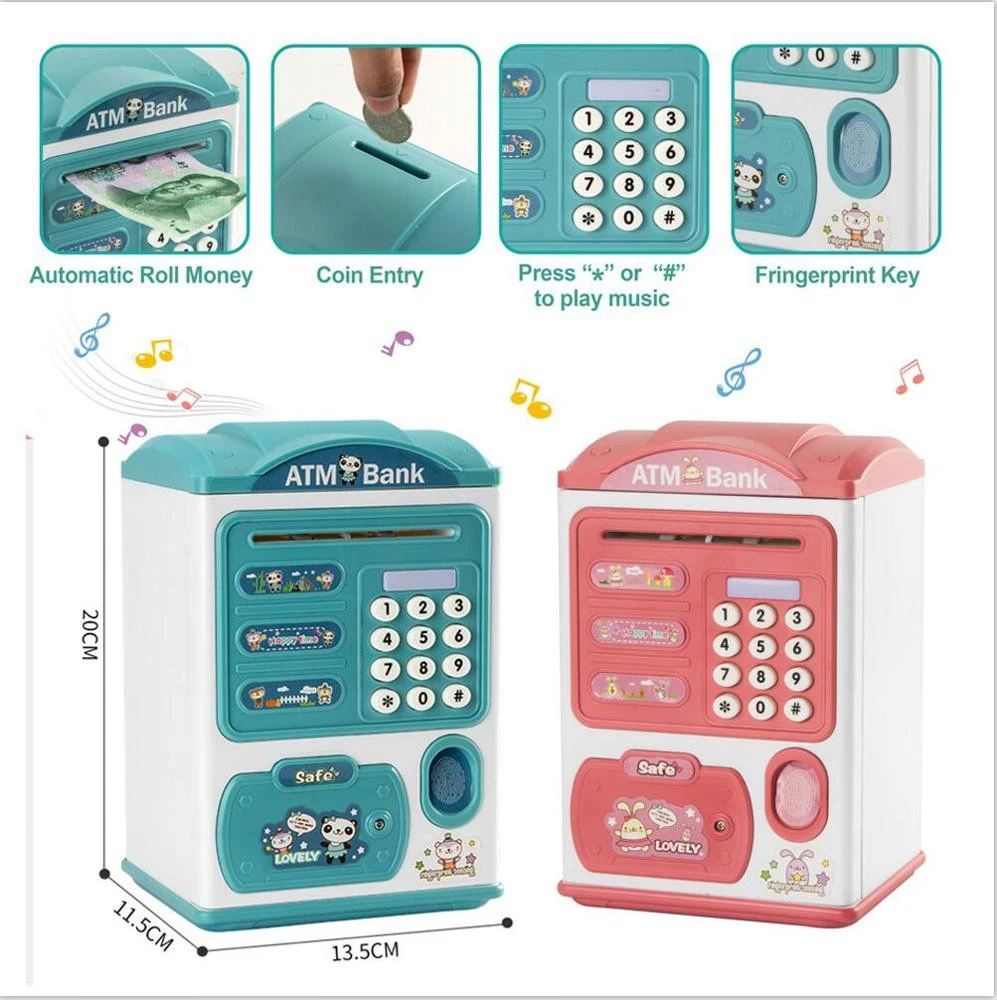 Electric Fingerprint Saving Money Box Smart Toy Smart House Music Fingerprint Piggy ATM Bank Toy For Kids