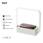 Elegant Design Multifunction 3-Grade Brightness Led Night Lamp with Wireless Charger and Wireless Speaker