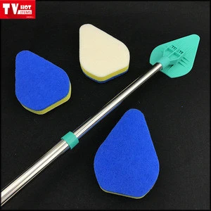Expandable cleaning mop with 3 angled sponge microfiber cleaning pads