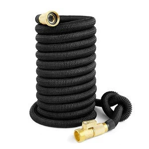 Expandable Water Garden Hose,Expanding Flexible Hose with Strength Stretch Fabric with Brass Connectors - 8 Way Spray Nozzle
