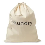 Extra Large Portable Natural Cotton Canvas Cloth Fabric Laundry Drawstring Bag for Hotels