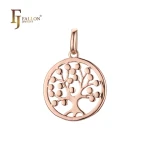 F86100382 FJ Fallon Fashion Jewelry Circle tree pendant with fruits Plated in Rose Gold brass based