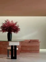 Factory Customized Interior Natural Red Travertine Marble Table For Home Decoration Travertive Stone Modern Design