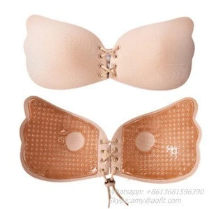 Factory price Wing Shape Push Up Bra Design picture invisible Adhesive silicone swimming Bra