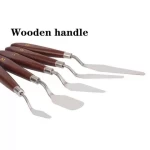 Factory supply 5PCS paint scraper with wooden handle stainless steel art painting palette knife