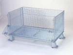 factory supply  Anti-corrosion wire mesh container foldable storage cage with wheels