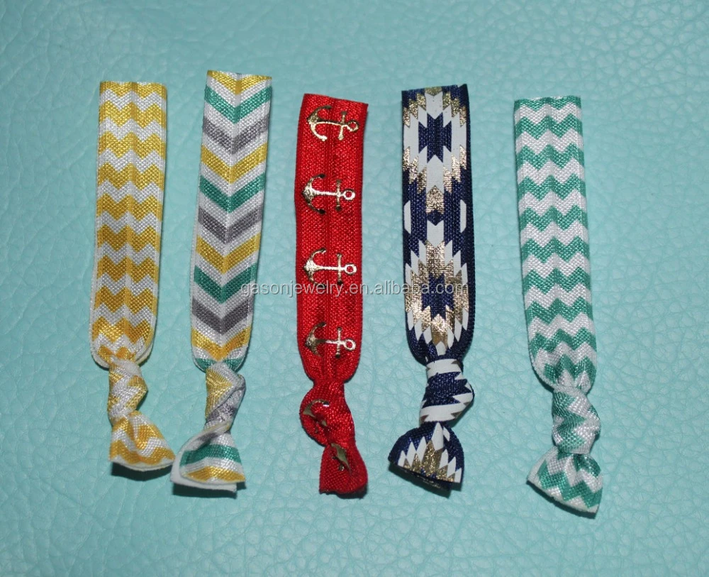 Factory supply free customized gold logo printed elastic ribbon elastic hair ties