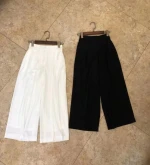 Fanshion Womens Wide Leg Pants Ladies Adjustable Elastic High Waist Trousers