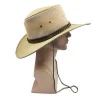 Fashion brand khaki sombrero cocked hat mesh cowboy hats with string and braid