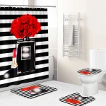 Fashion brand logo design 3d customer print shower curtain Modern bathroom set  for bathroom home used