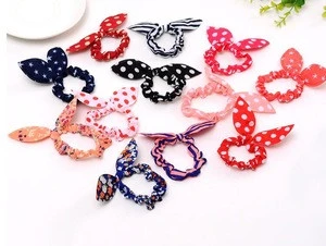 Fashion Bunny Ear Cloth Color Women Ponytail Holder Elastics Rings Girls Hair Ties Band Accessories