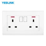 Fireproof PC Material 220V British Double Multi European Electric UK USB Wall Switch Socket