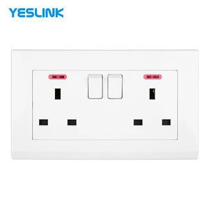Fireproof PC Material 220V British Double Multi European Electric UK USB Wall Switch Socket