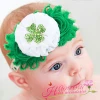 Flower St Patricks Day Four Leaf Clover Headbands Children Shabby Hair Accessories Rhinestone Chiffon Hairbands