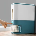 Food grade safe Hot custom kitchen nordic automatic glass storage box pet food container bucket plastic cereals rice dispenser