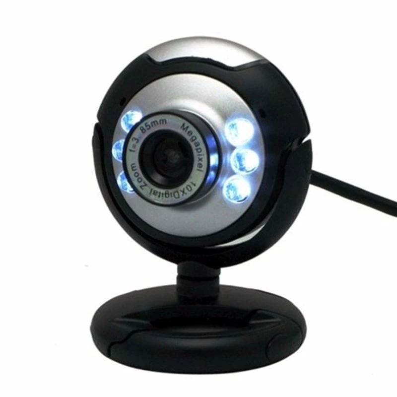 Free Shipping Hot 6 LED USB 2.0 webcam 12 Megapixel Wb Cam Digital Video Webcamera with Mic Night Vision for Desktop PC