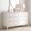 French antique white bedroom sets furniture wooden chest dressers 6 drawers with mirror