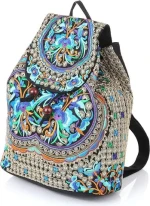 Girls Boho School Backpack Weekender Travel Canvas Duffle with Soft Logo Embroidery Strap Carrying System