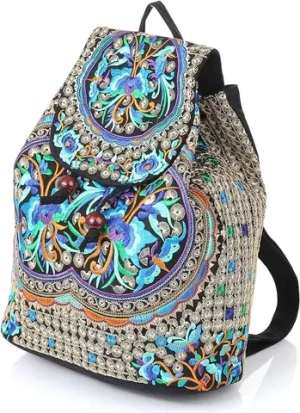 Girls Boho School Backpack Weekender Travel Canvas Duffle with Soft Logo Embroidery Strap Carrying System