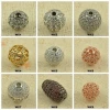 Gold accessories zircon pave brass metal beads for jewelry making, all types of loose beads with round large hole in bulk