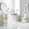 Gold And White Stripes Custom Decorative Bathroom Luxury Gold Cyclone Flushing Gravity Flushing Toilets