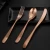 Import Gold rose gold black silverware 9 Piece Stainless Steel 304 crescent shape Flatware Set Fork Spoons Knife teaspoon for wedding from China