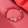 Grace Jewelry 925 Silver Gold Plated Dragon Clover Shape Green Nano Crystals Red Agate Luxury Red Beads Bracelets for Women