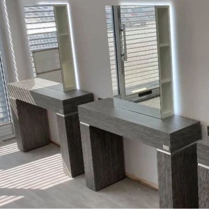Hair salon barber styling mirrors station table
