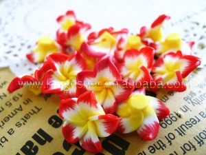 Handmade 15mm mix colors polymer ceramic clay plumeria flowers wholesales.