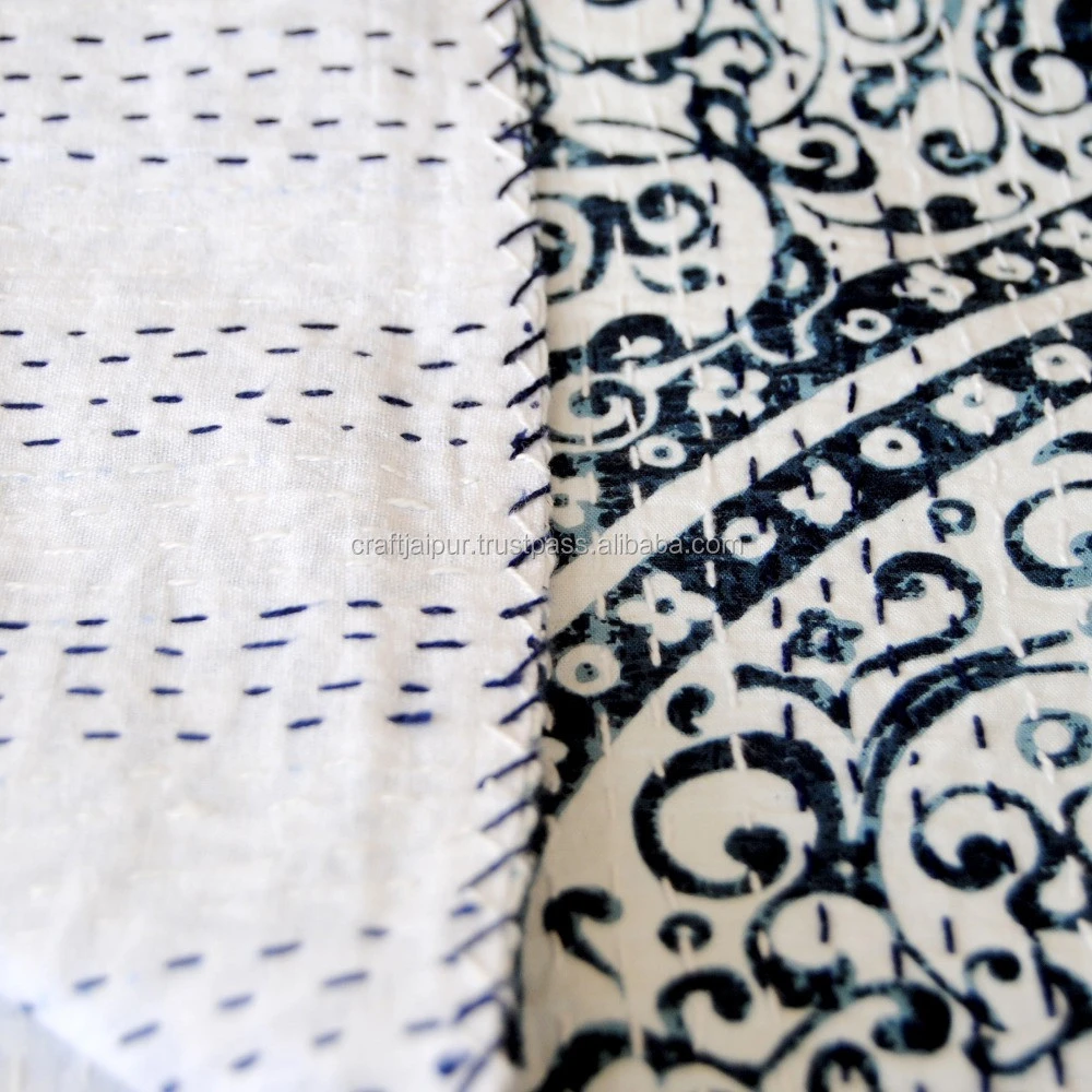 Handmade vintage indian bedspread gudri blanket wholesale queen throws kantha quilt