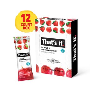 Healthy &amp; natural That&#39;s It. Apple Strawberry Fruit Bars Box of 12 All Natural Gluten Free Plant Based Healthy Fruit Snacks