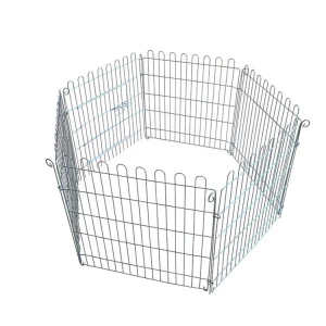 Heavy Duty Black Metal Wire 6 Sided Enclosure Dog Training Puppy Rabbit Animal Pet Exercise Pen Run Cage