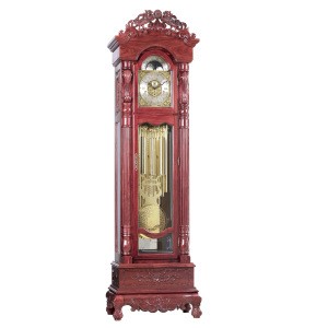 Hermle Nine Tubular Movement Red Sandalwood Mechanical Grandfather Clock With Lions German Made