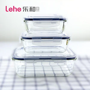 high borosilicate glass meal prep containers takeaway food container with PP lid