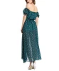 High Fashion Apparel Woman Short Sleeve Dress Chiffon Dress Slash Collar Floral Split Maxi Long Dress