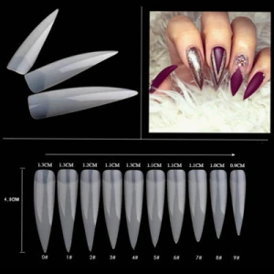 High Quality 500 PCS Professional Transparent Coffin False Nail Tips Artificial Finger Nails T1037