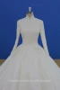 High quality beaded lace appliqued high collar muslin ballgown wedding dress