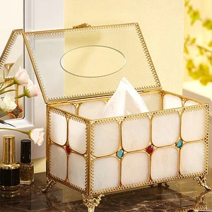 high quality hotel square glass tissue box for sale