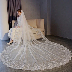 High Quality Latest Long Tulle Wedding Bridal Veil Lace lady Wedding Veil