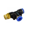 High quality T-type Blue PD Series external thread push-in type three-way one touch pneumatic fittings of various specifications