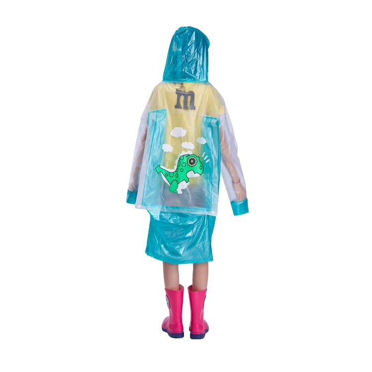 High quality transparent rainwear hooded waterproof jacket rain coat pvc raincoat kids