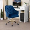 Home Office Chair,Velvet Desk Chair with Golden Metal Base,Modern Adjustable Swivel Chair with Arms