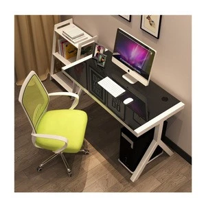 Home small office writing desk laptop PC table and modern design glass computer desk
