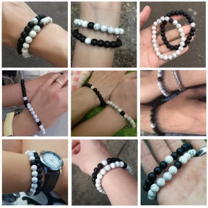 Hot 2Pcs/Set 7 Style Natural Stone Yoga Beaded Bracelet, Beads Bracelet Men Friend Gift Charm Jewelry