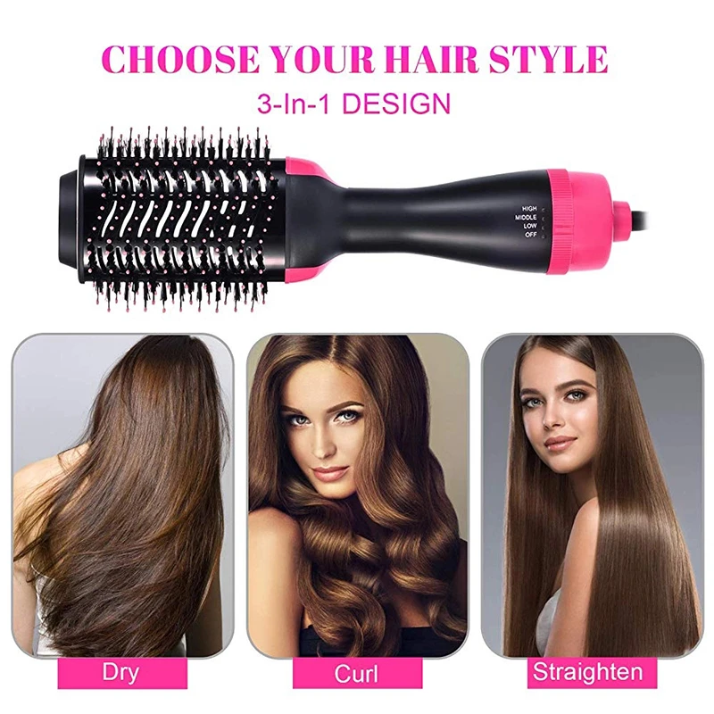 hot hair dryer curling volumizer 3-in-1 for salon hair brush straightening